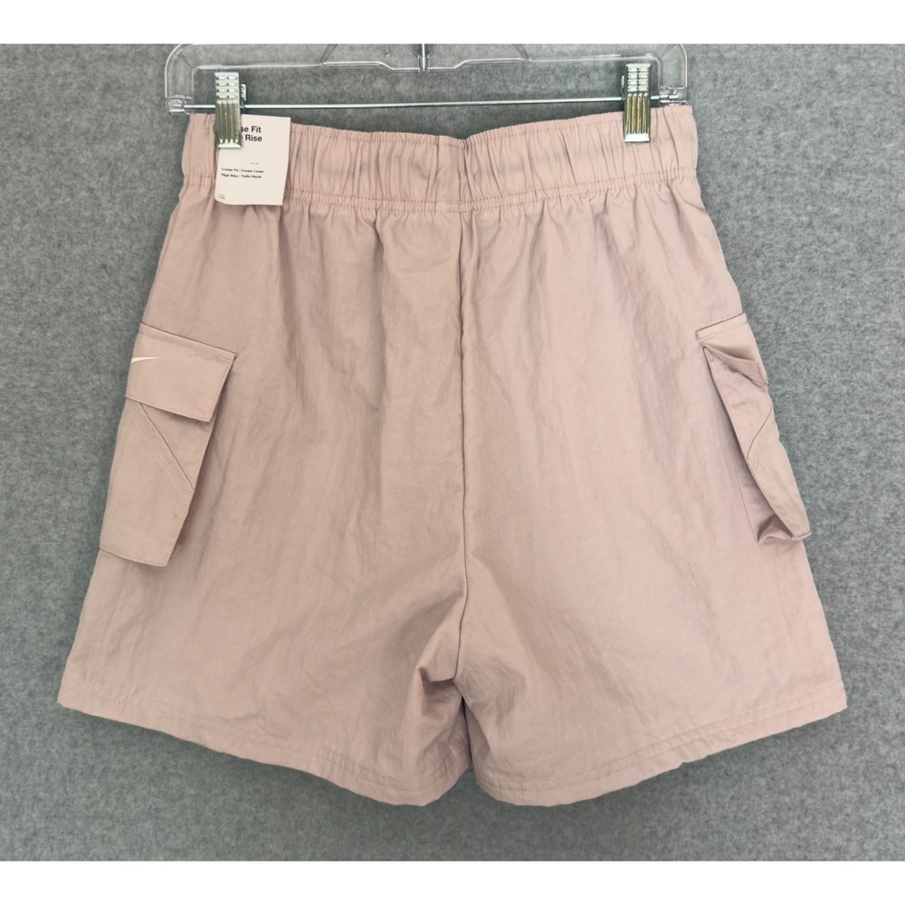 New! Nike Womens Woven High Rise Cargo Shorts Small Light Mauve Loose Fit NWT - Picture 2 of 9